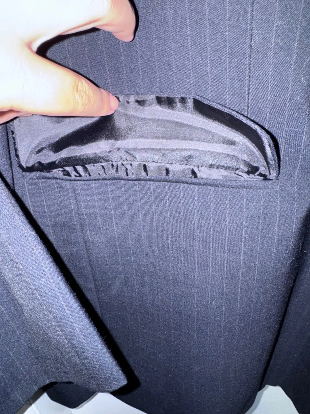 George Comfort Zone Black Pinstripe Suit Jacket Blazer 54L Wool Blend